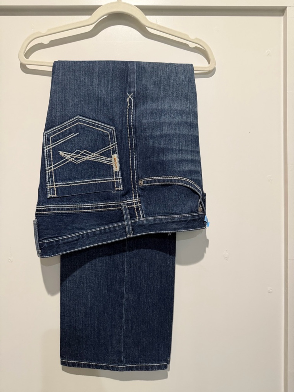 Cinch Dark Blue Bootcut Jeans with White Contrast Stitching